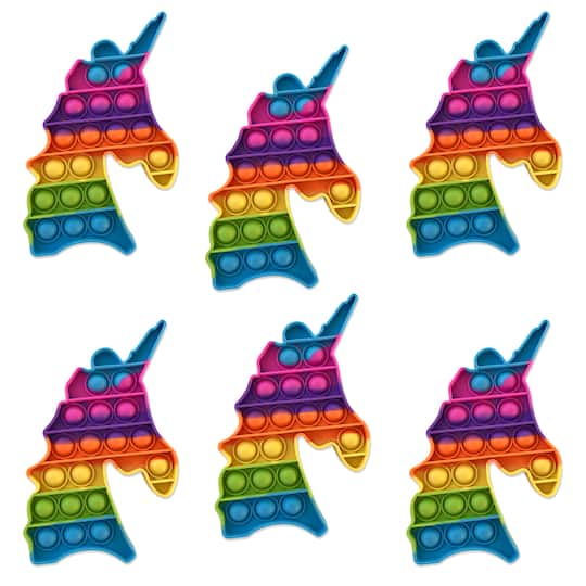 GottaPop Rainbow Unicorns Pop It Fidget Toy Party Favors, 6ct.